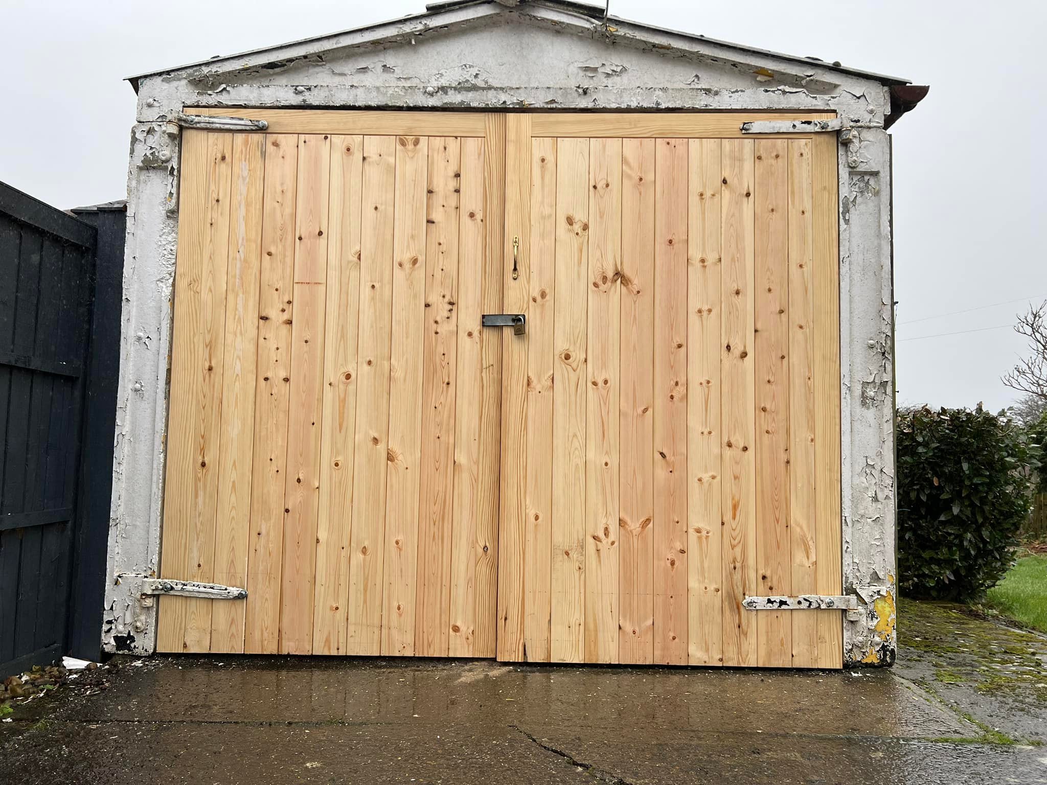 Custom built timber garage door in Whitby