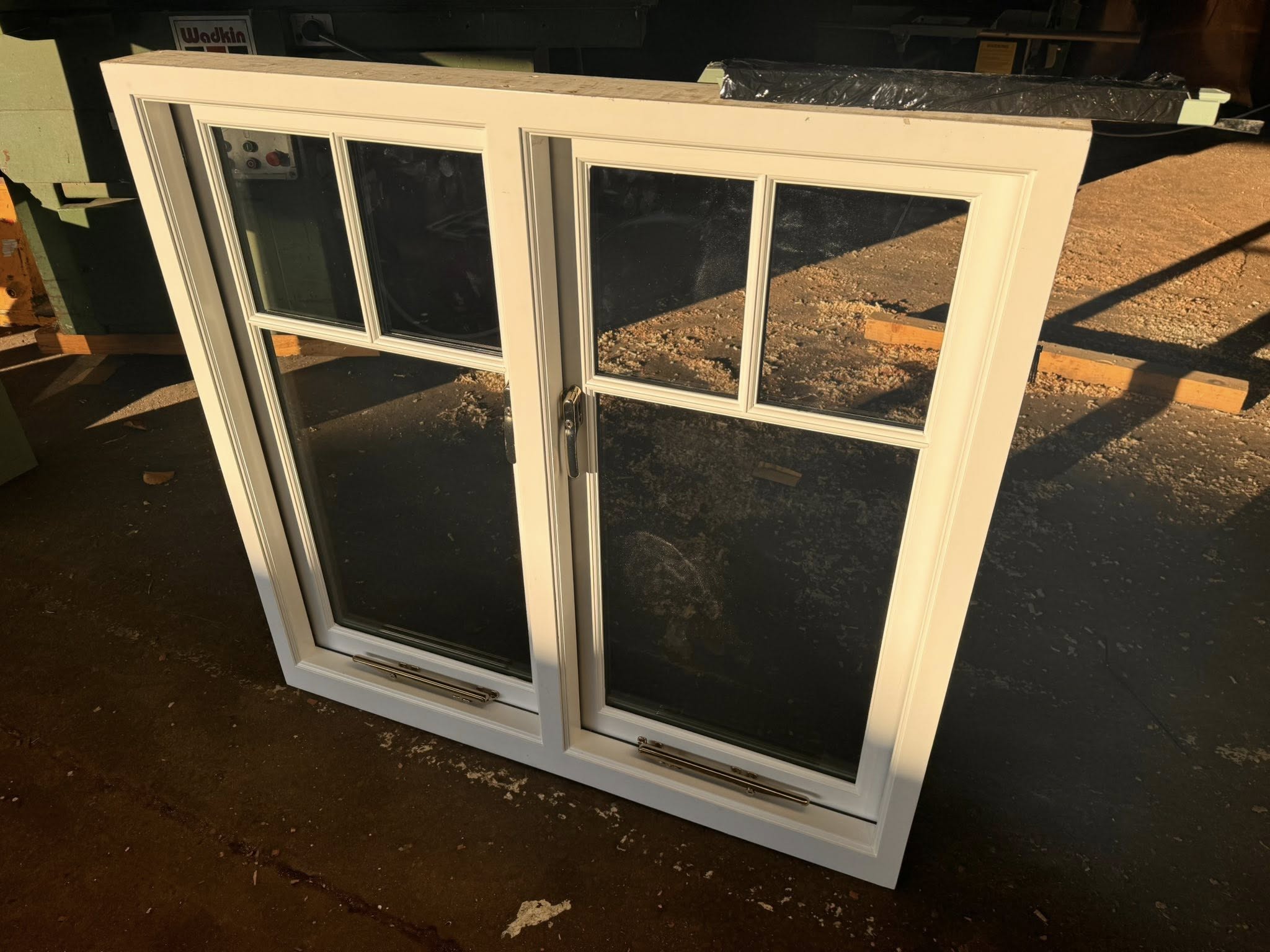 Custom timber window ready to be installed in Filey